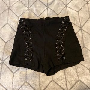 Black Lace up shorts!